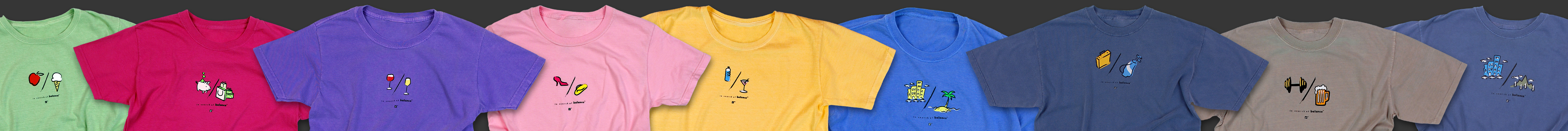 scroll through the in search of balance t-shirt line